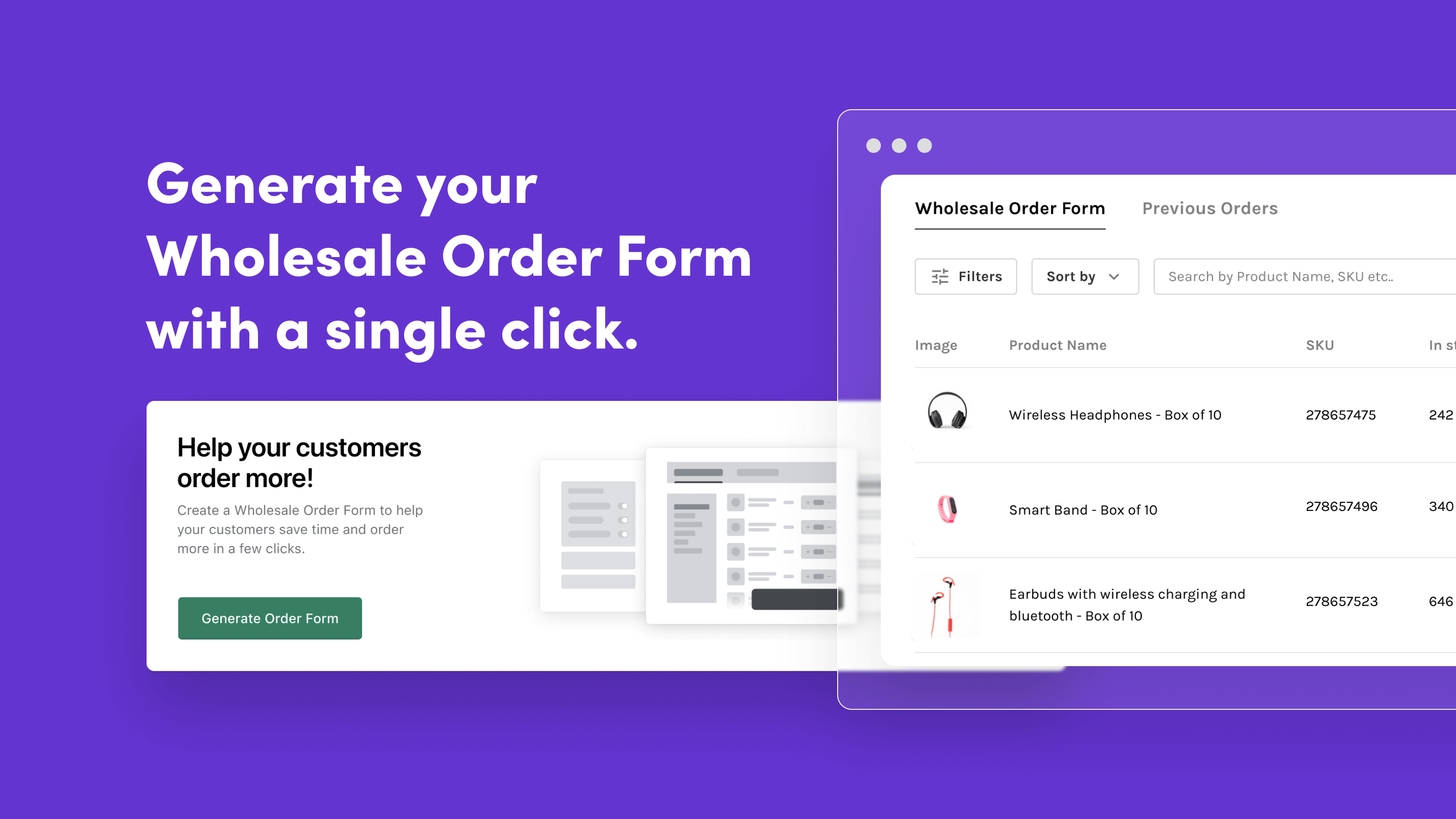 Wholesale order form app for Shopify. Generate order form in a click.